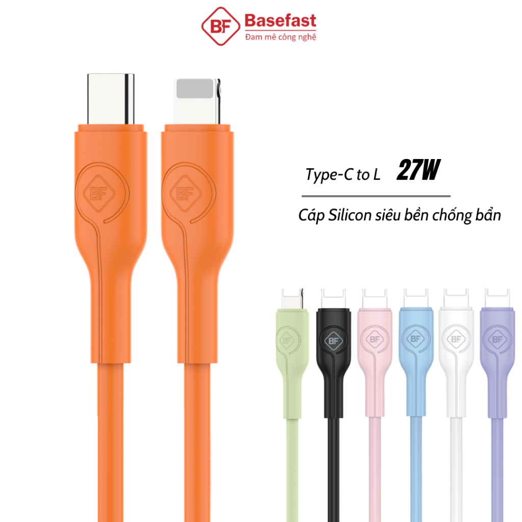 Dây sạc nhanh 20W Basefast Cáp 27W cao su non chống quá tải nhiệt cho Phone…
