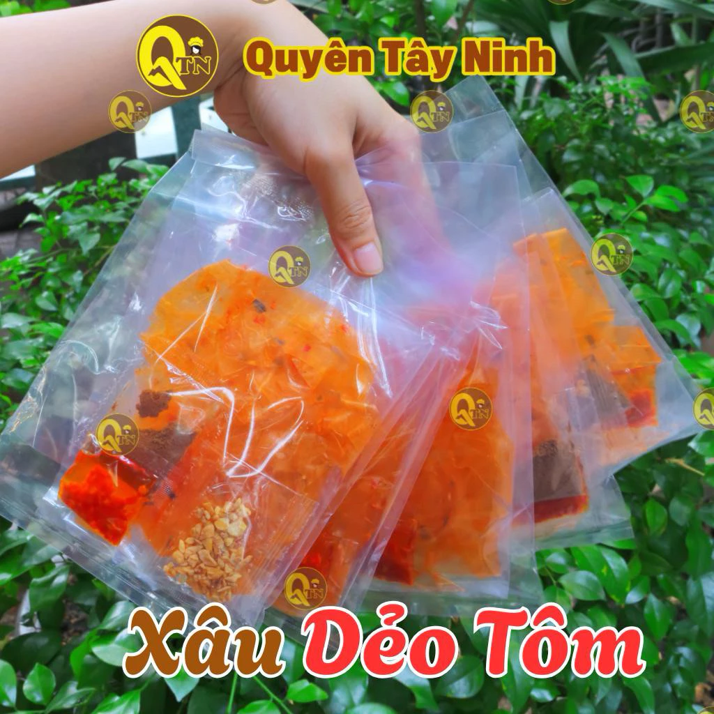 Xâu 10 Bịch Sợi Dẻo Tôm trộn Sate Tỏi Muối Tôm nhuyễn| Bánh tráng Quyên Tây Ninh
