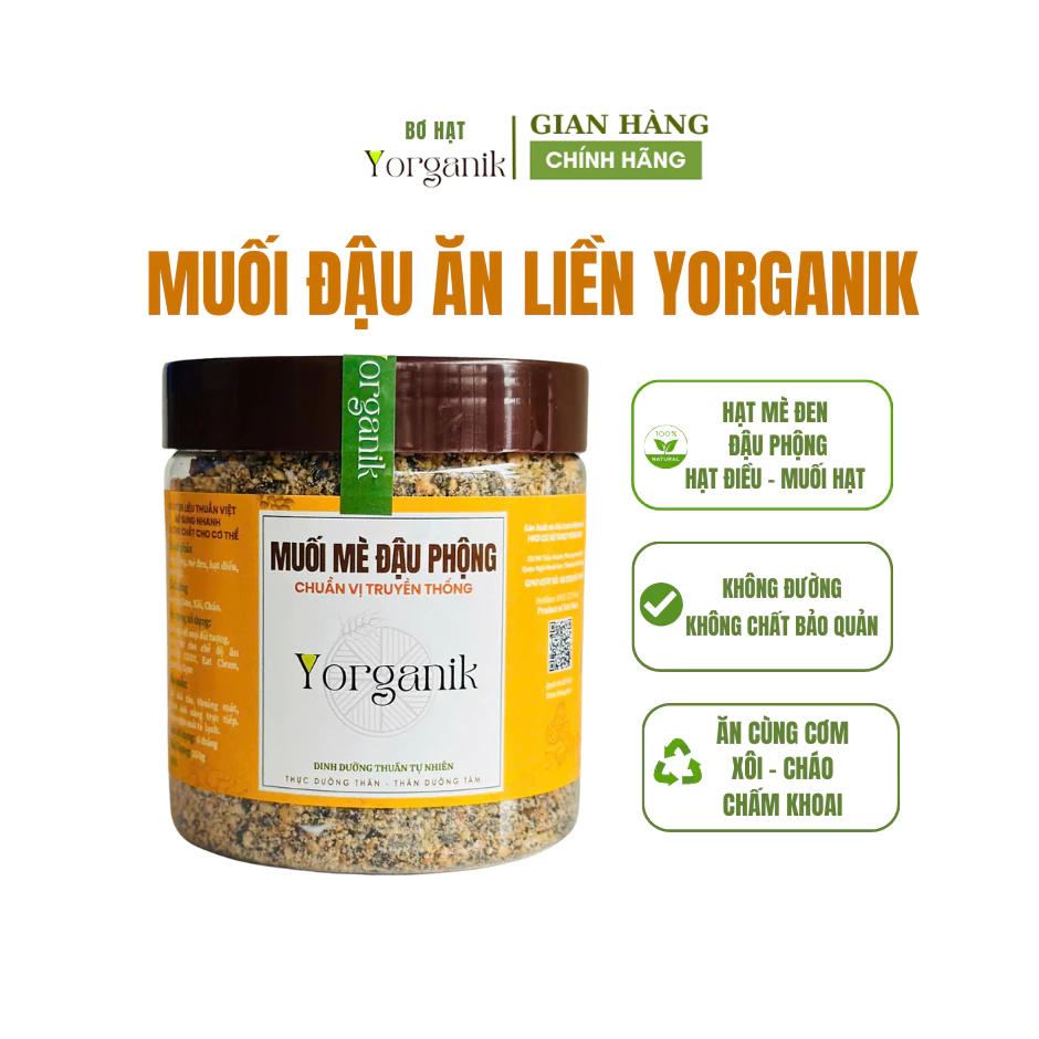 Muối Mè Đậu Phộng Rang Củi Giã Cối Đá Thủ Công -Muối Hạt, Mè, Đậu Phộng, Hạt Điều – Ăn Liền Chấm Cơm Xôi Khoai Yorganik