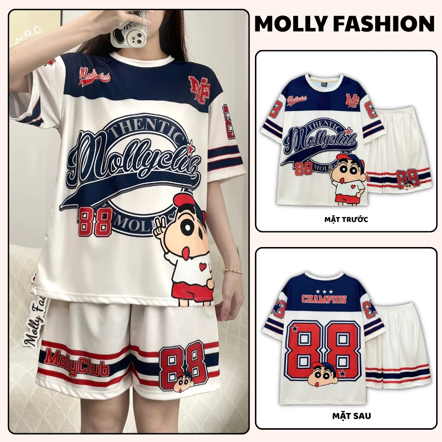 Đồ bộ nam nữ MOLLY FASHION Jersey mặc nhà Bigsize – Set quần đùi áo thun lạnh đi chơi, đi biển CIRCLE