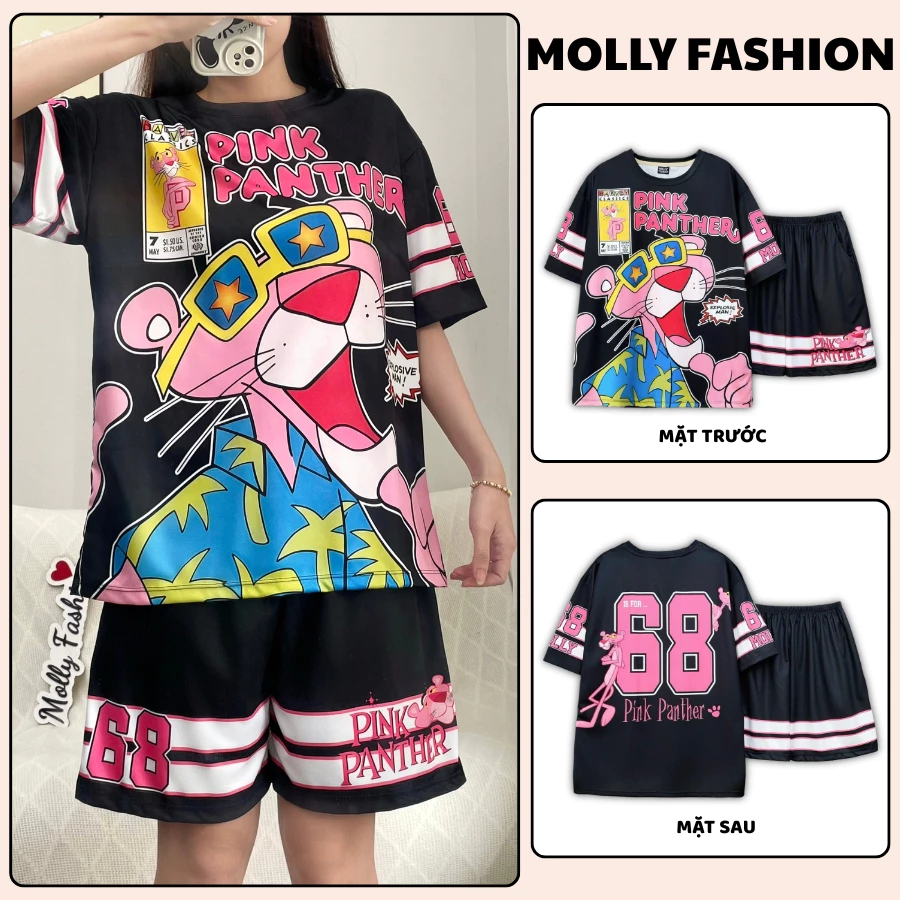 Đồ bộ nam nữ MOLLY FASHION Jersey mặc nhà Bigsize – Set quần đùi áo thun lạnh đi chơi, đi biển BÁO