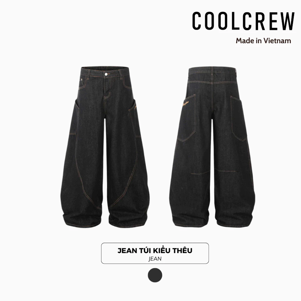 Quần Jean Dài Ống Rộng Túi Kiểu Thêu 𝐂𝐎𝐎𝐋𝐂𝐑𝐄𝐖 Unisex Nam Nữ QTD066