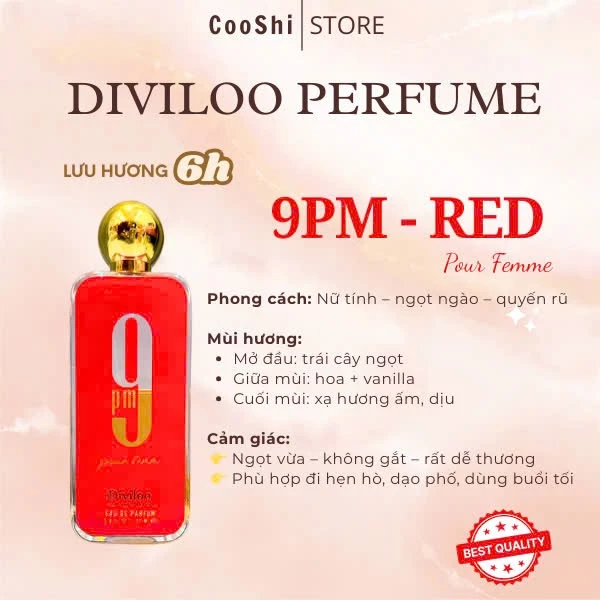 NƯỚC HOAA ĐU BAII 9 P MM DIVILOO ĐỎ NỮ 100ML NỘI ĐỊA