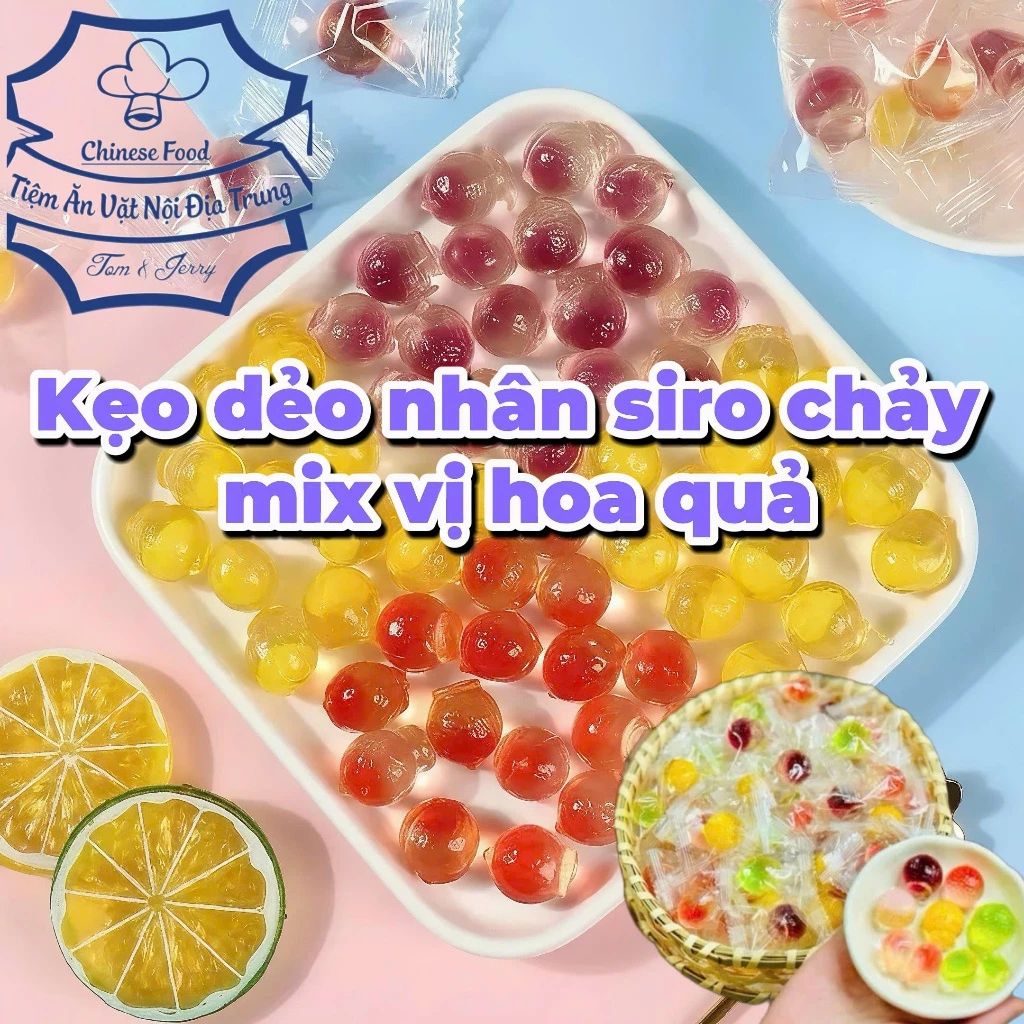 KẸO DẺO NHÂN SIRO CHẢY 4D – MIX VỊ HOA QUẢ