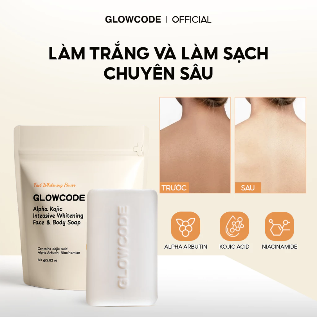 Xà phòng trắng da Glowcode hỗ trợ sạch da dưỡng trắng với niacinamide bath and body works xà bông