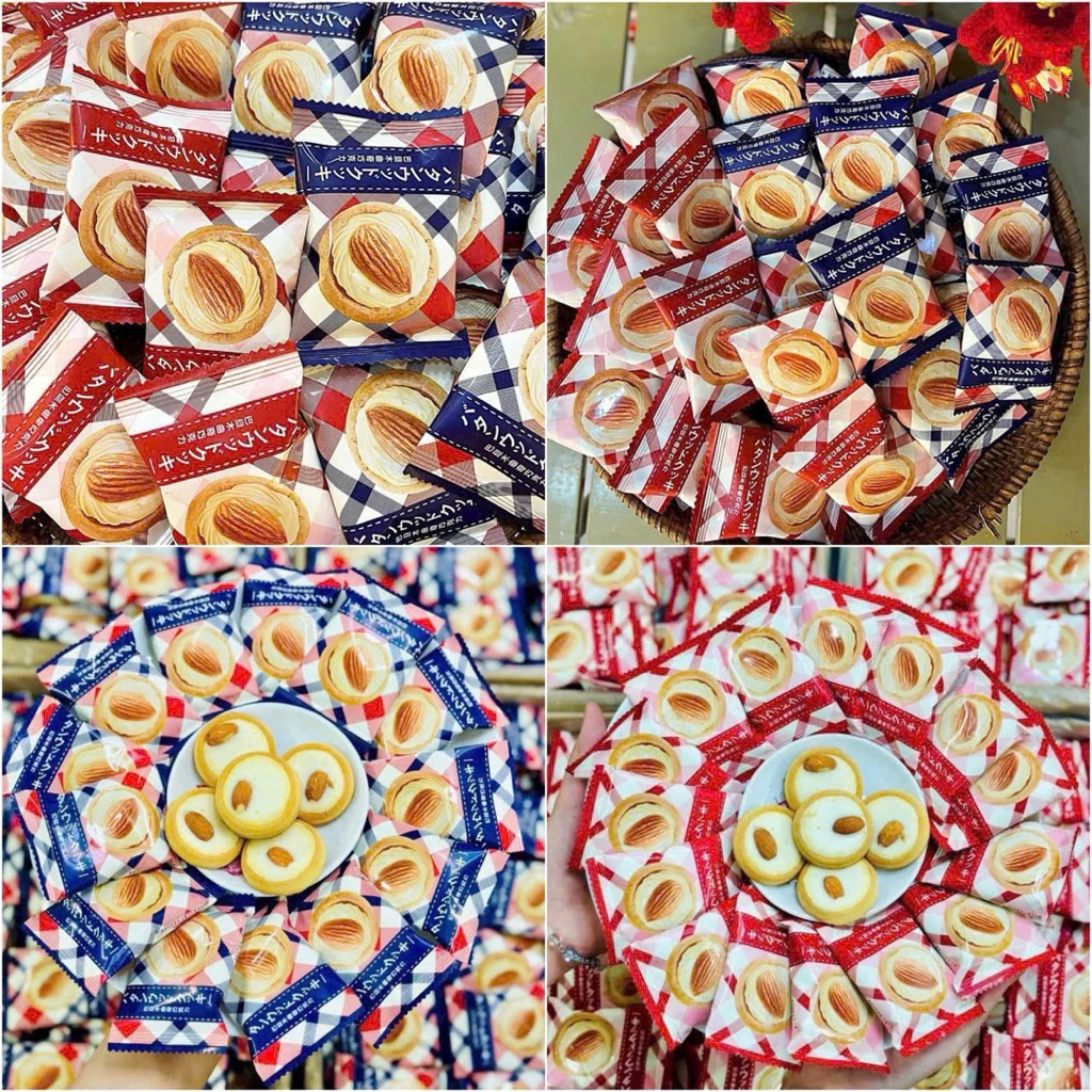Bánh quy bơ sữa hạnh nhân xanh đỏ date mới