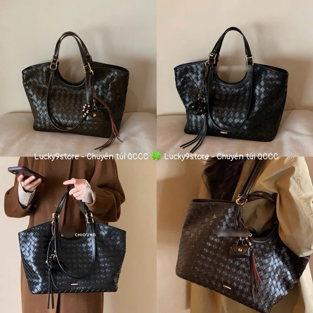 Túi nữ Túi tote da đan Retro quai vòm size 32 tặng móc ví treo túi chất da siêu đẹp phong cách vintage K0720#