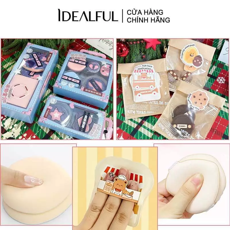 Bông Mút Trang Điểm Tán Nền, Tán Cushion Tiện Lợi Idealful Makeup Foundation Puff
