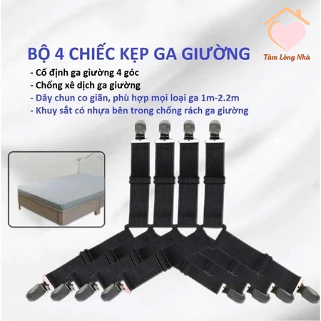 [Có sẵn] Kẹp ga giường drap 4 chiều chắc chắn chống xê dịch cố định và giữ phẳng