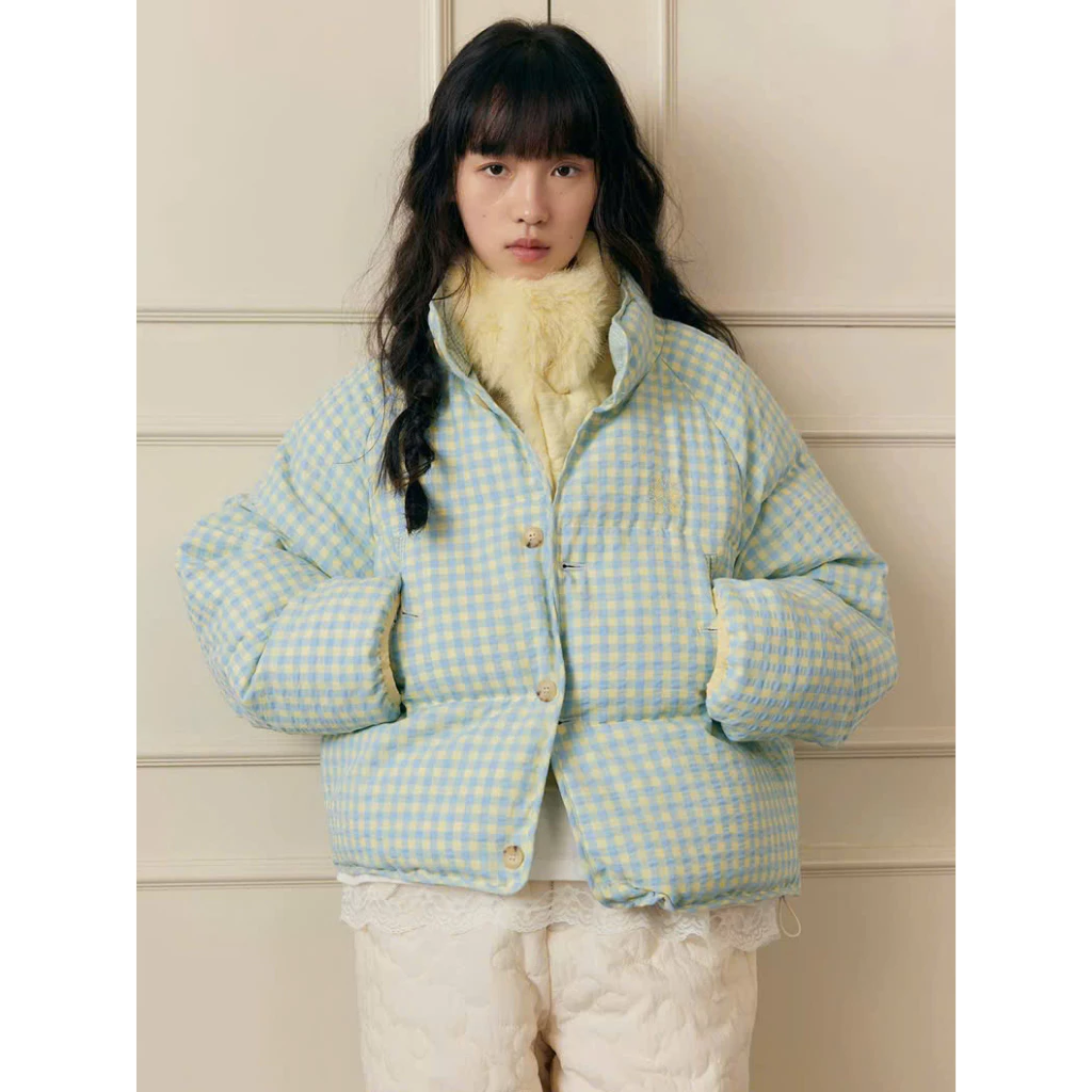 Áo Phao Nữ 1 Mặt Bông Nhồi Caro Oversize 2 Lớp (Không Giặt Máy) Dày Dặn Ấm Áp Mùa Mùa Đông - NA582
