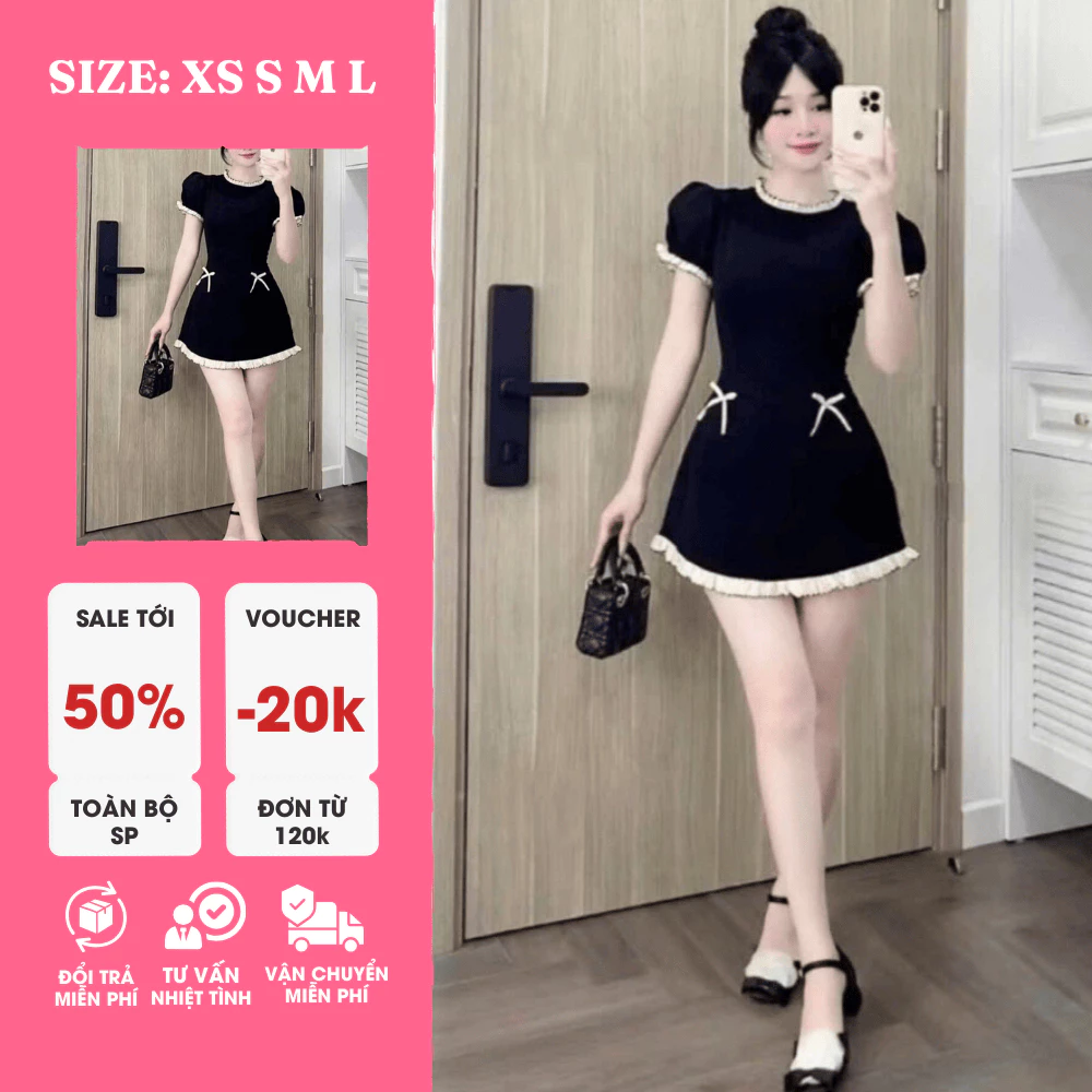 ĐẦM PHỐI BÈO NƠ DÁNG NGẮN – TIỂU THƯ SANG TRỌNG, ELEGANT VÀ QUYẾN RŨ