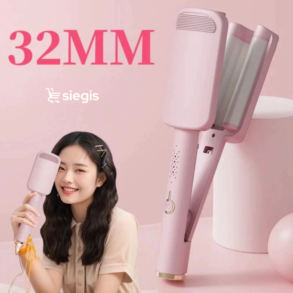 Máy Uốn Tóc Xoăn Sóng Nước Hippie 32mm SIEGIS Tạo Kiểu, Chất Liệu Gốm Sứ Ceramic Cao Cấp