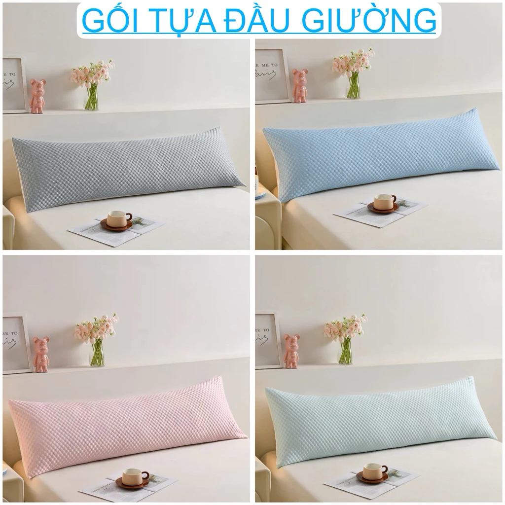 Gối Tựa Đầu Giường, Gối Đôi , Gối ôm Đa Năng Matxa Thun Băng Lạnh Siêu Mát, Thoáng Khí Mềm Mại Nhồi Bông Gòn Kháng Khuẩn