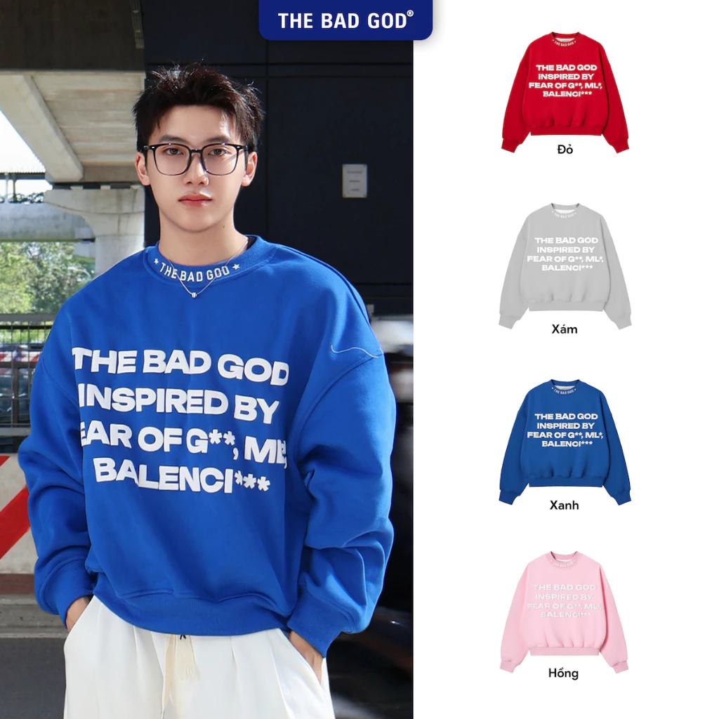 The Bad God Áo Sweater Dra Nỉ Nhung Nam Nữ Chất Liệu Mềm Mịn Ấm Áp In Nổi Sắc Nét Size M L XL Form Boxy Local Brand