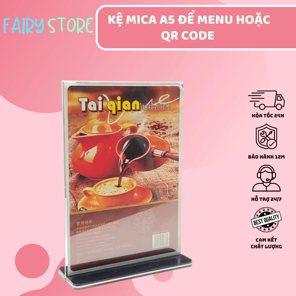 Kệ Trong Suốt Làm Từ Mica A5 Chuyên Để Menu Hoặc QR Thanh Toán