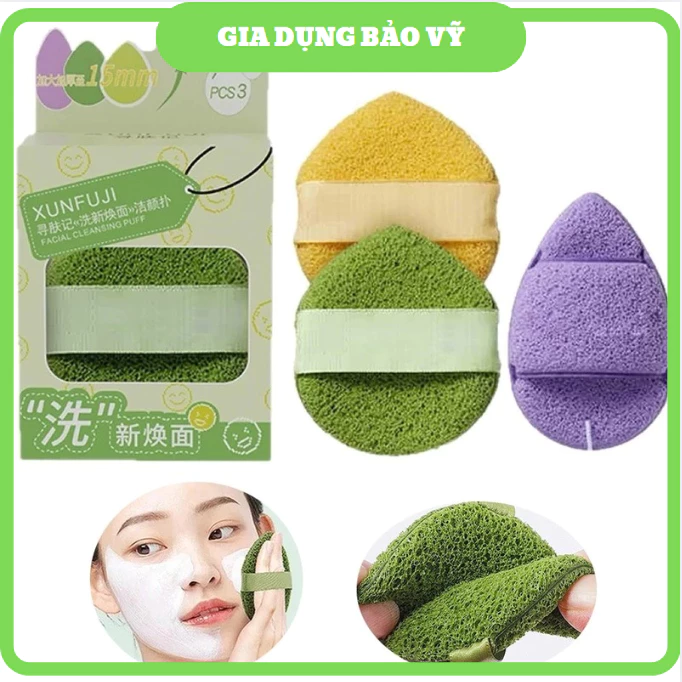 Set 3 Miếng Bọt Rửa Mặt Làm Sạch Sâu, Dịu Nhẹ Cho Mọi Loại Da - BV145