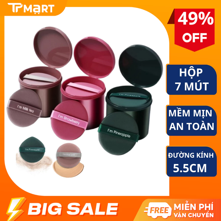 Hộp 7 Mút Trang Điểm Mềm Mại Hình Trái Dâu Tây Dành Cho Nữ
