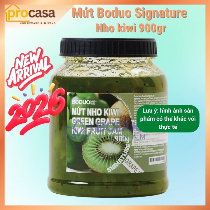 Mới 2026 - 900 gr - Mứt Boduo Signature - Nho kiwi – GREEN GRAPE KIWI FRUIT JAM - Nguyên liệu pha chế chính hãng