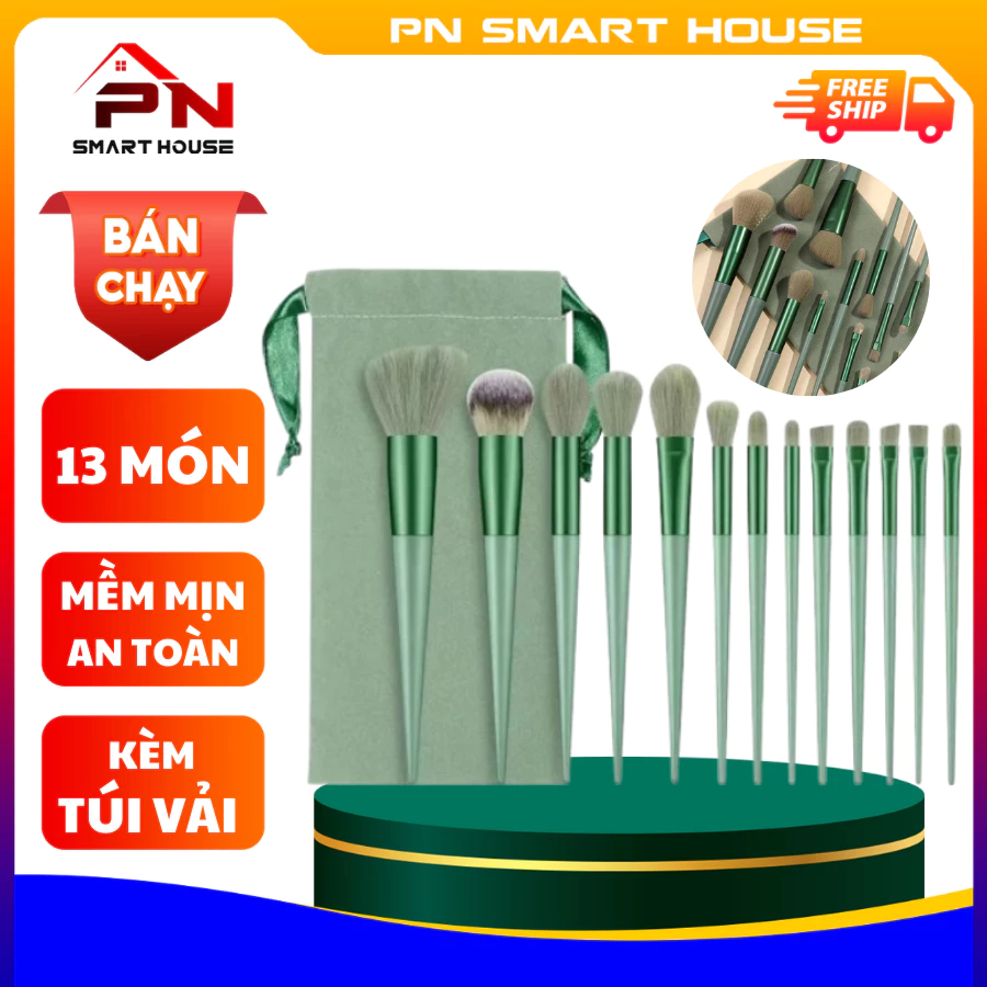 Set 13 Cọ Trang Điểm Lông Mềm Chuyên Dụng Kèm Túi Nhung