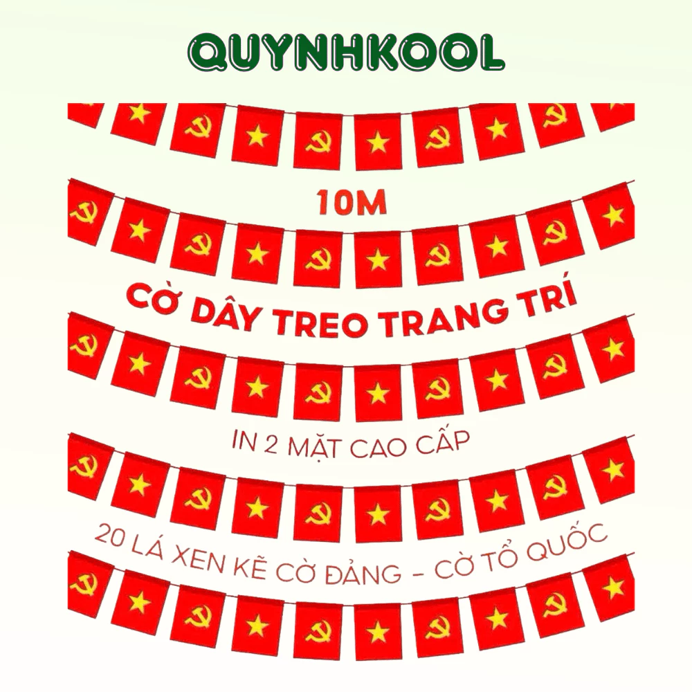 Combo 3 Dây 30m 60 Cờ Đảng + Cờ Tổ Quốc In 2 Mặt Trang Trí Tết Lễ Hội