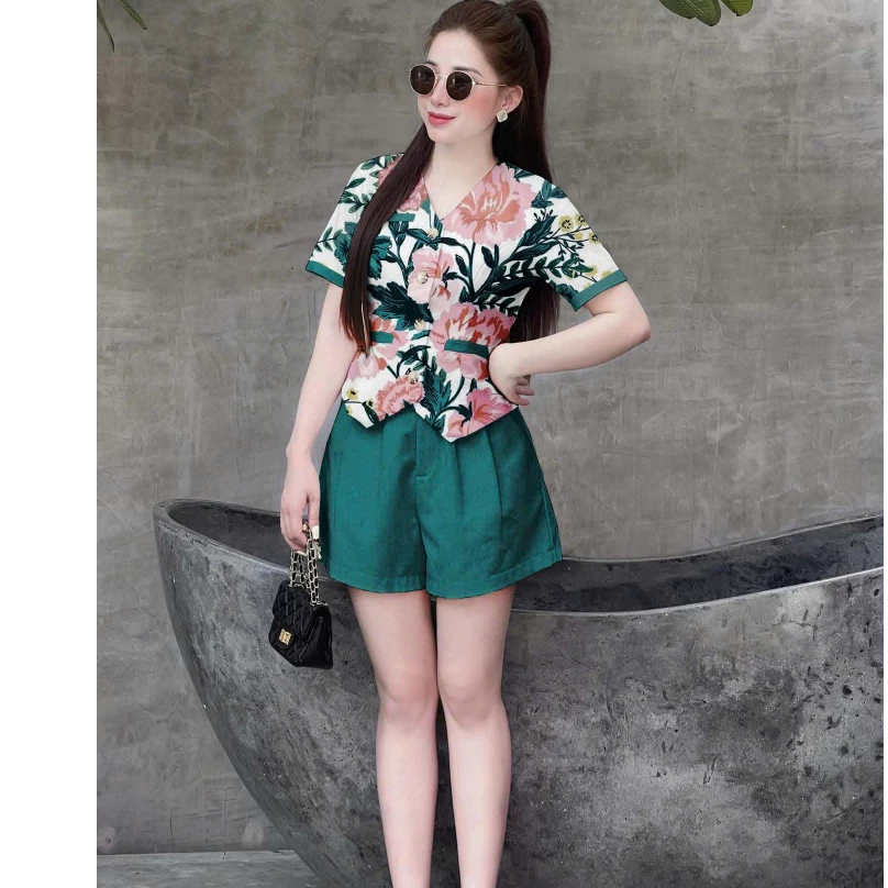 (BIGSIZE) SET BỘ GILE HOA NỮA,TRẺ TRUNG,NĂNG ĐỘNG,MÁT MẺ CÓ SIZE M L XL XXL