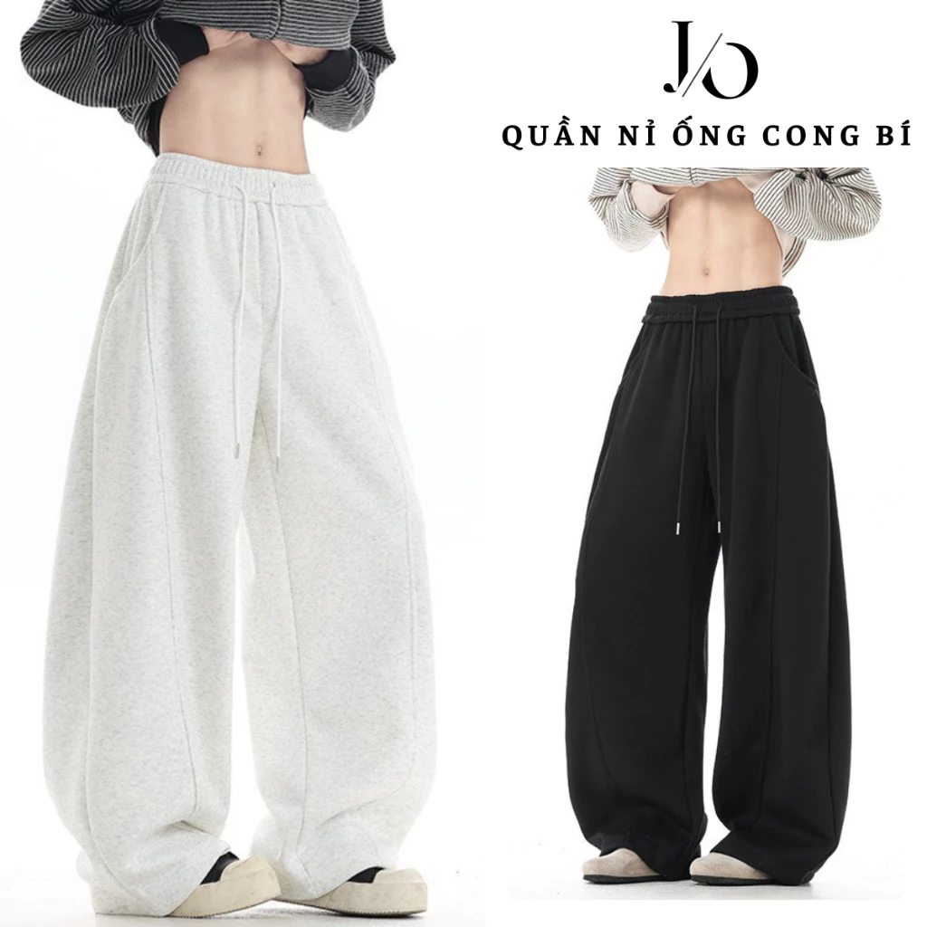 Quần Nỉ Nam 2Da Ống BÍ Cạp Chun Dây Rút Quần Nỉ Ống Cong UNISEX Phong Cách Năng Động Bigsize JEAN
