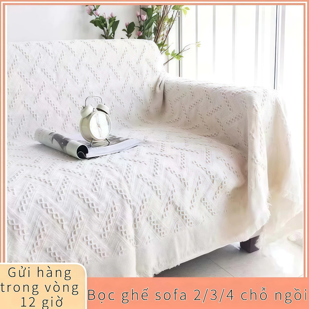 Khăn trải sofa cao cấp, tấm phủ ghế sofa cotton dệt 3D phong cách Bắc Âu - Decor Home