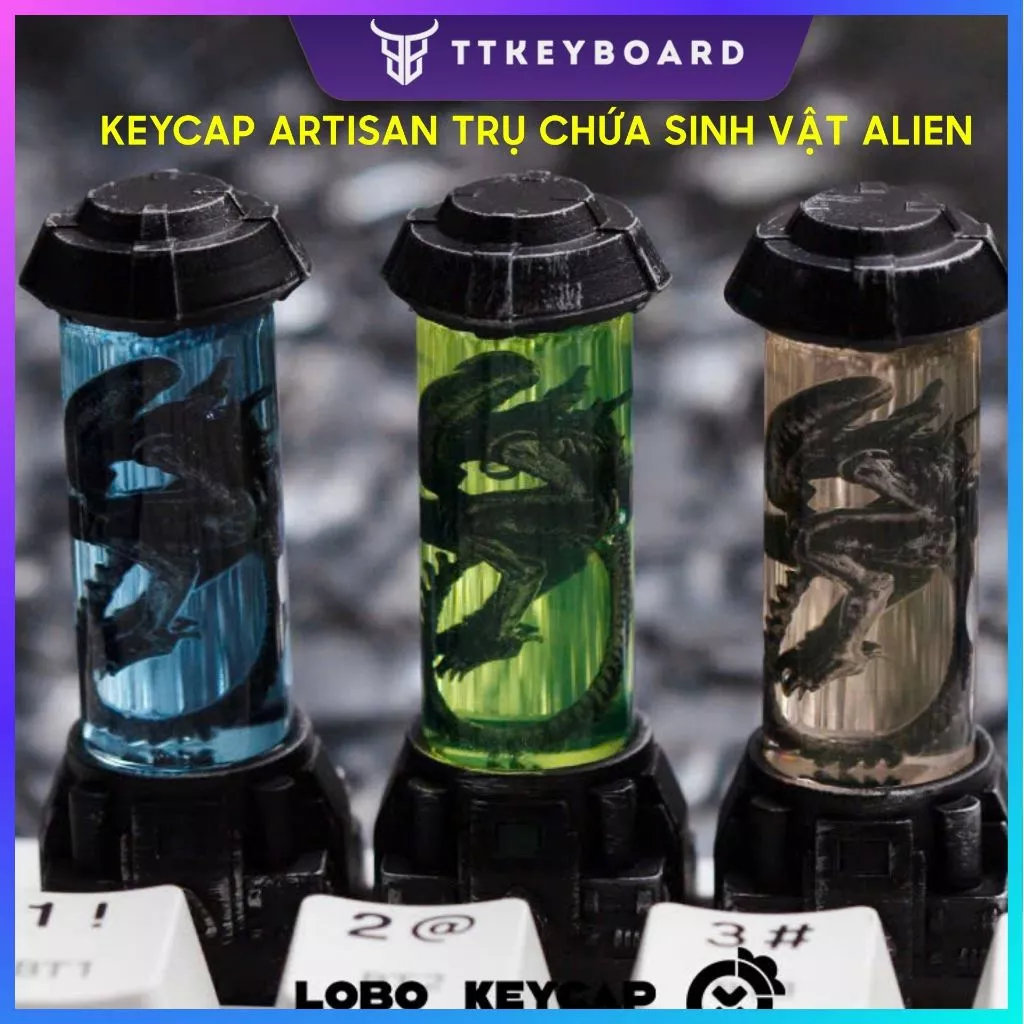 [Hỏa Tốc] Keycap Artisan Lobo Xuyên Led Trụ Chứa Sinh Vật Alien Trang Trí Phím Cơ Chính Hãng Lobo