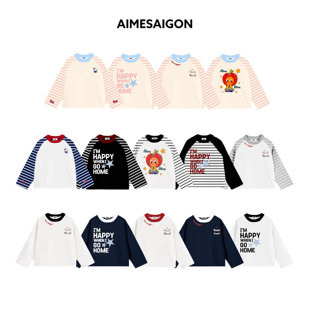 Aimesaigon Áo Thun Tay Dài Raglan Phối Sọc Ngang Long Sleeve Boxy Form Rộng Cổ…
