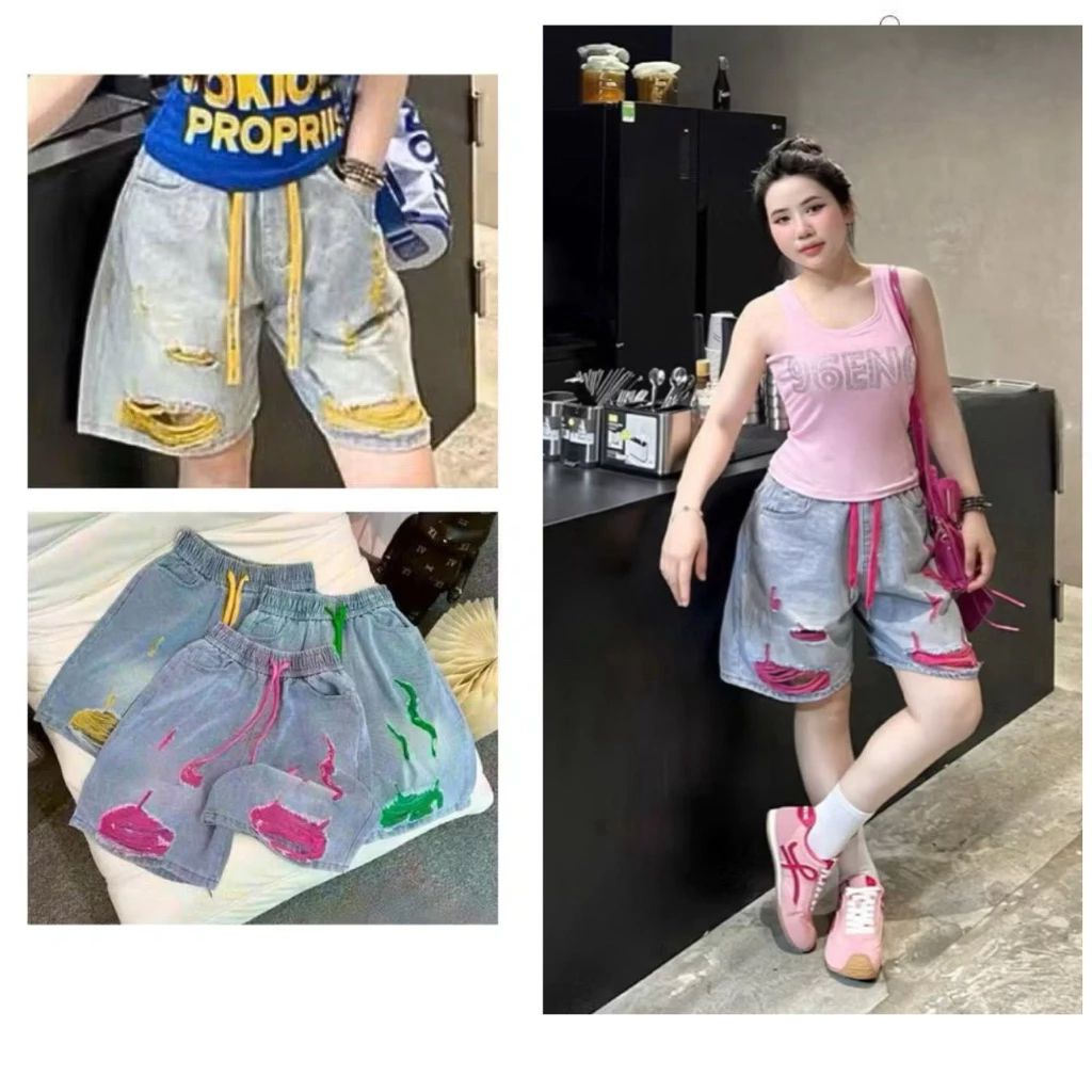[DEAL HOT] Quần Ngố Jean Nữ Cạp Chun Cao, Quần Ngố Jean Mềm Vải Chân Màu HOTTREND
