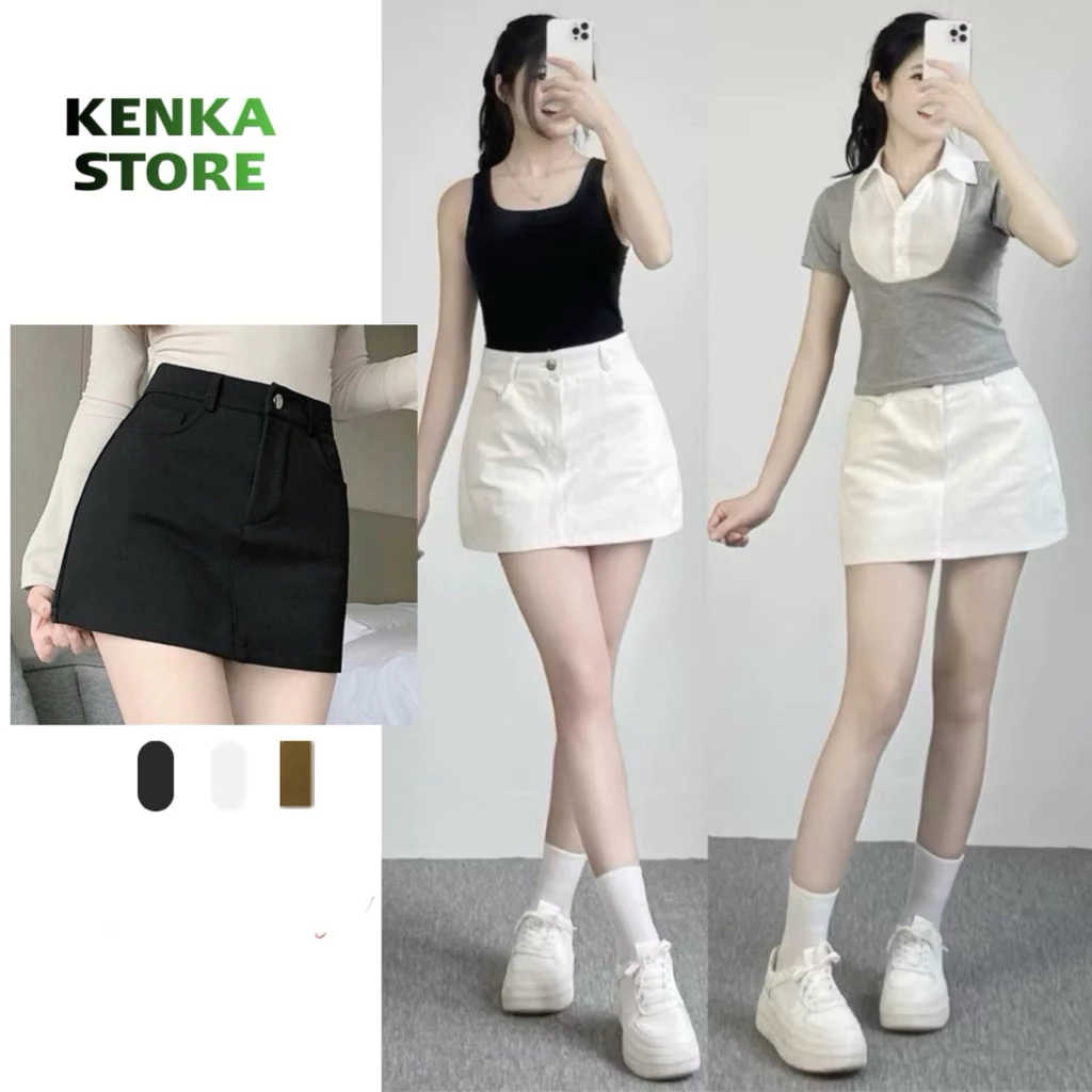 Chân Váy Kaki Dáng Ngắn Có Lót Trong , Chân Váy KAKI From Chữ A Basic Cap Cao Tôn Dáng