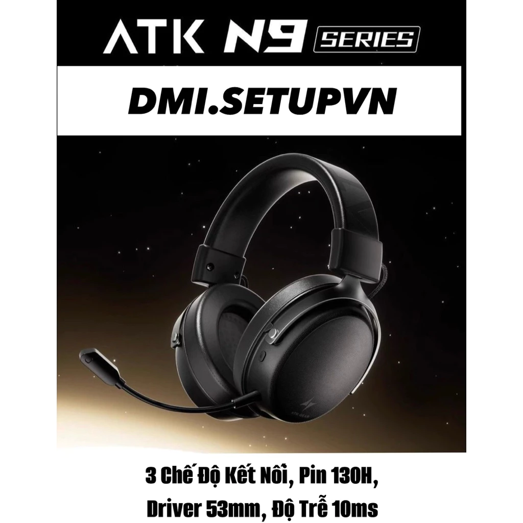 [HOẢ TỐC] Tai Nghe Gaming Không Dây ATK N9 Pro / N9 Ultra - 3 Chế Độ Kết Nối, Pin 130H, Driver 53mm, Độ Trễ 10ms