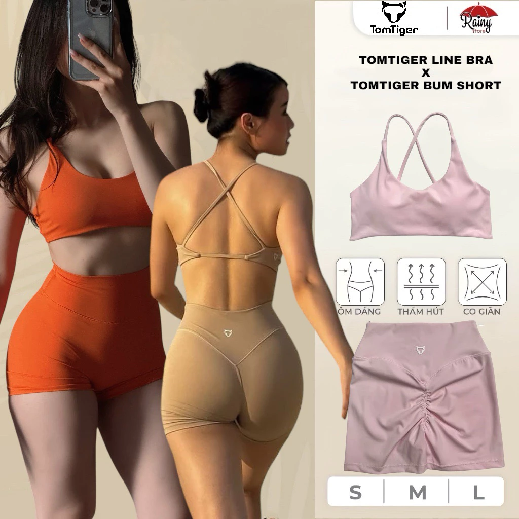 [CHÍNH HÃNG S/M ] Quần Đùi Tomtiger Bum Short Tập gym, Áo tập gym, yoga có mút đệm chất thun lạnh