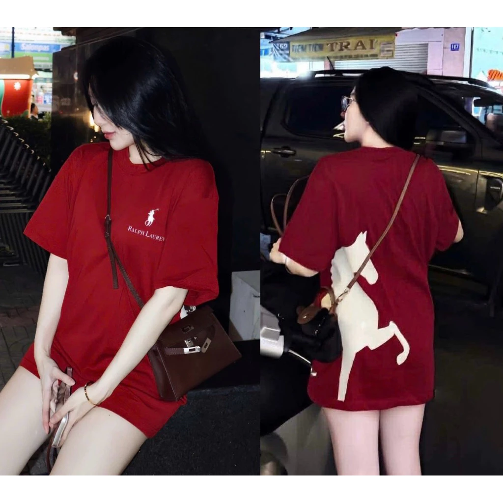 Áo Thun Hình in Ngựa Đỏ Đô Siêu Hot Mẫu Mới, Vải Cotton 100% Dày Dặn Không Xù, Dành Cho Nam Nữ 2026