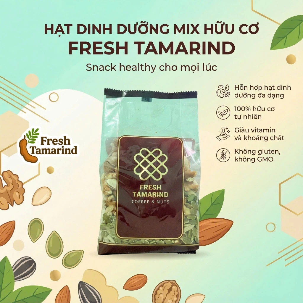 Mix Nuts Hạt Không Vỏ (Nướng chín dậy vị dòn ngon) 500g.