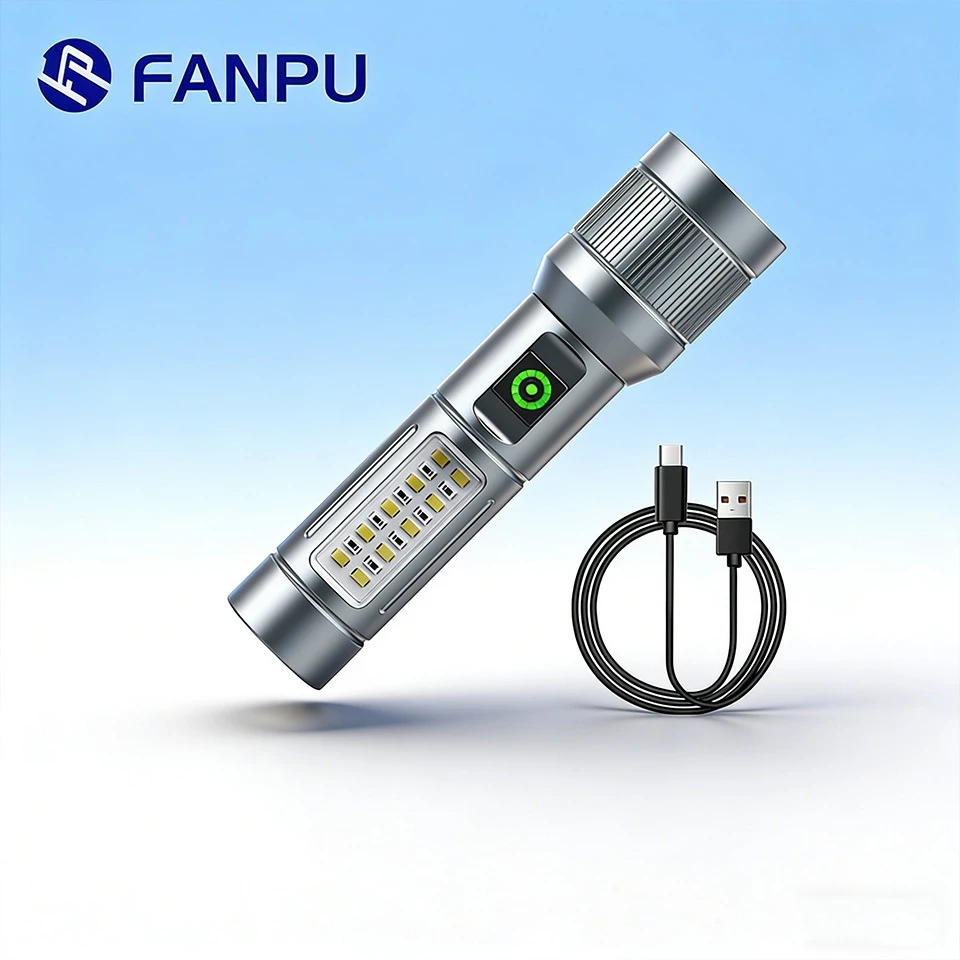 Đèn LED Cầm Tay Công Suất Lớn Siêu Sáng, Hợp Kim Nhôm, Thu Phóng Tiêu Cự, Dành Cho Đi Rừng, Tuần Tra