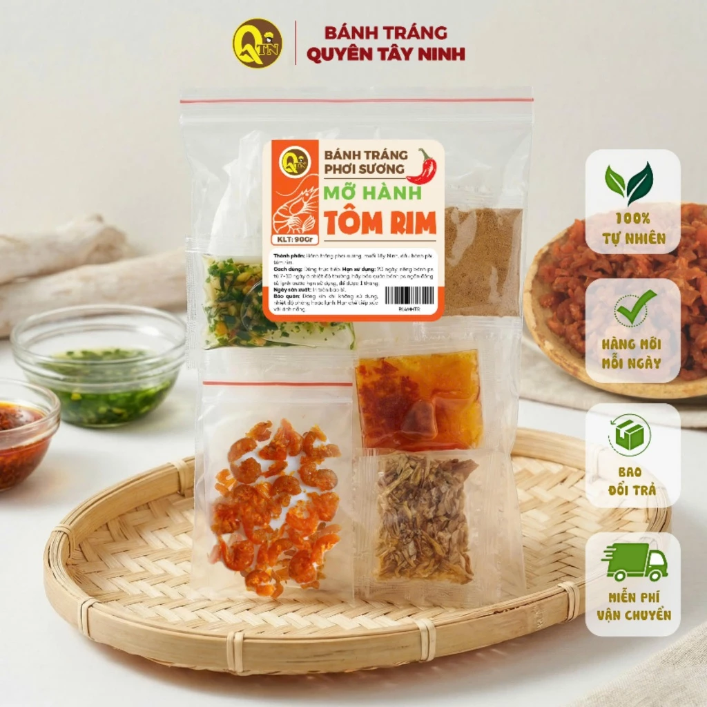 2 Bịch Bánh Tráng Mỡ Hành Tôm Rim | Bánh Tráng Phơi Sương Quyên Tây Ninh