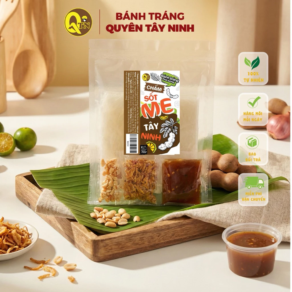 5 Bịch Bánh Phơi sương mỏng Chấm Sốt Me Hành Phi Đậu Phộng, chấm cực ngon
