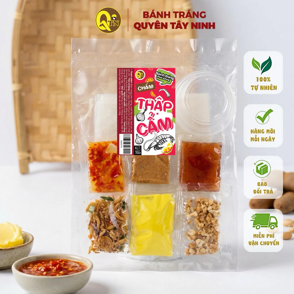 2 Bịch Bánh Tráng Phơi Sương Chấm SỐT THẬP CẨM Bơ Trứng,Hành Phi Tép,Sate,Sốt Me,Đậu