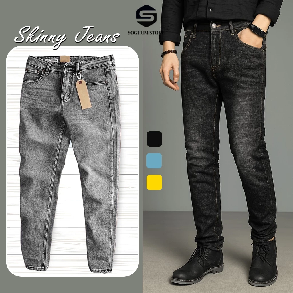 Quần jean nam skinny màu xám tro, quần bò co giãn 4 chiều slimfit chất vải bò cao cấp Sogeum