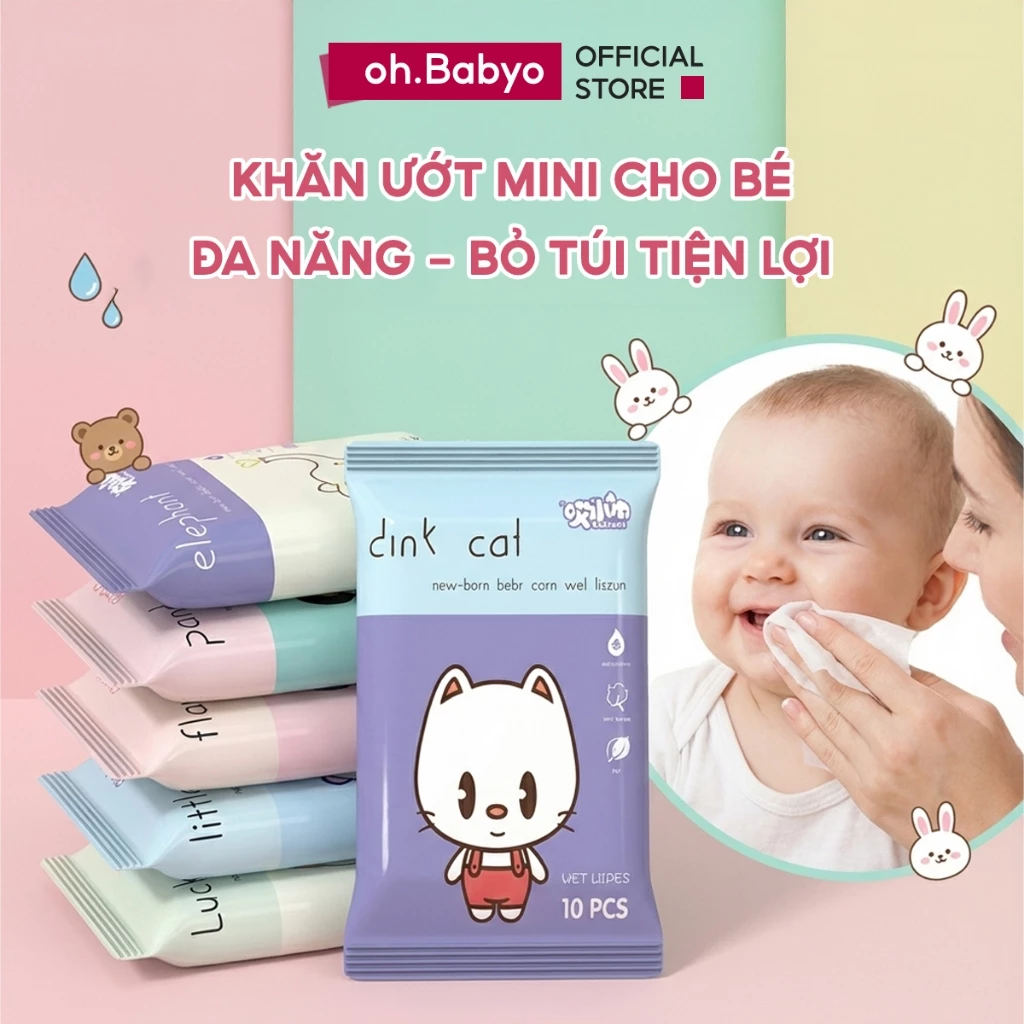 Khăn Giấy Ướt Bỏ Túi Tiện Lợi ohBabyo Khăn Ướt Không Cồn Không Mùi An Toàn Dịu Nhẹ Cho Làn Da bé