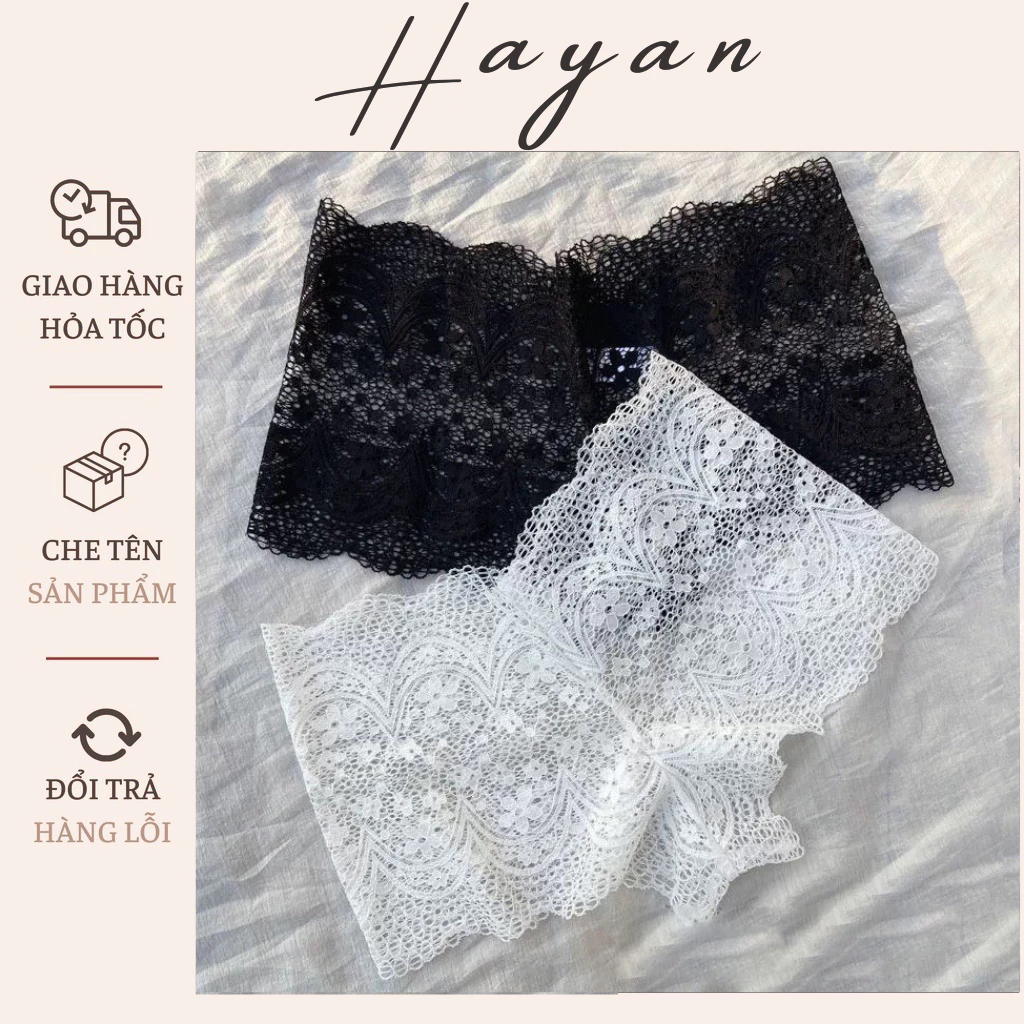 HT036 Quần ren cạp cao ôm nửa 3, quần nữ ren mềm mại HT036