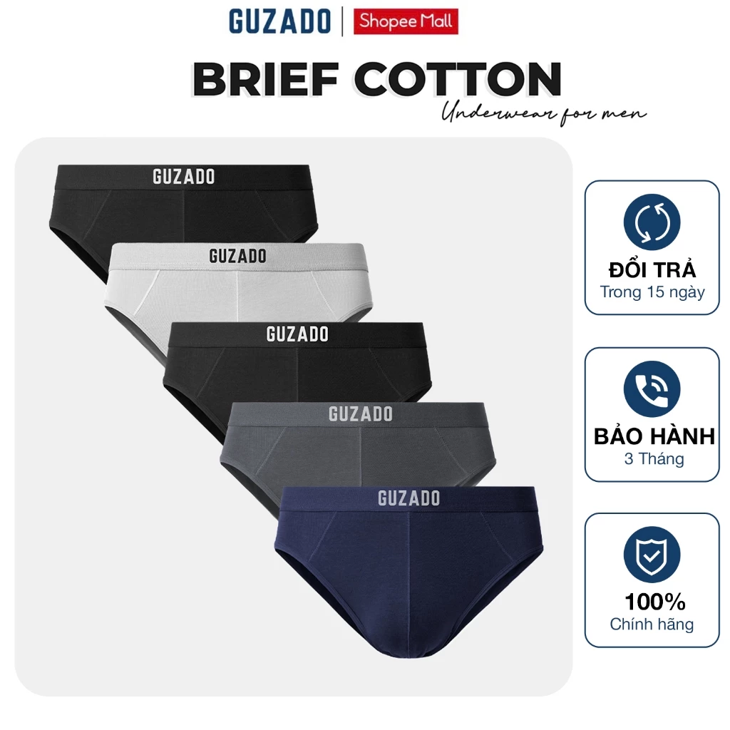 Combo 5 Quần Lót Nam Guzado Vải Cotton Kháng Khuẩn, Thấm Hút Mồ Hôi Tốt, Co Giãn Thoải Mái CB5-GIBF25A001