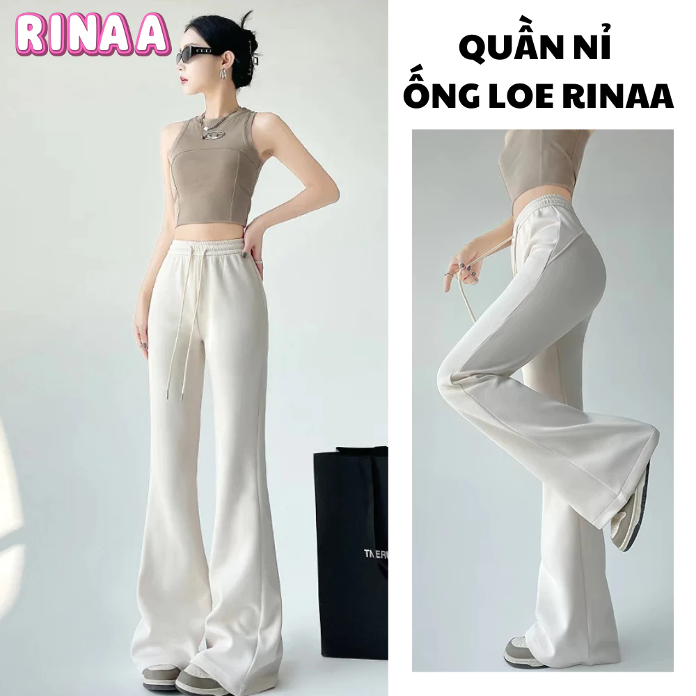 Quần Nỉ Ống Loe Gân Mông Vải Dày Dặn Có Lót Nỉ Cực Tôn Dáng Phù Hợp Đi Chơi, Đi Làm, Đi Học, Đi Tập