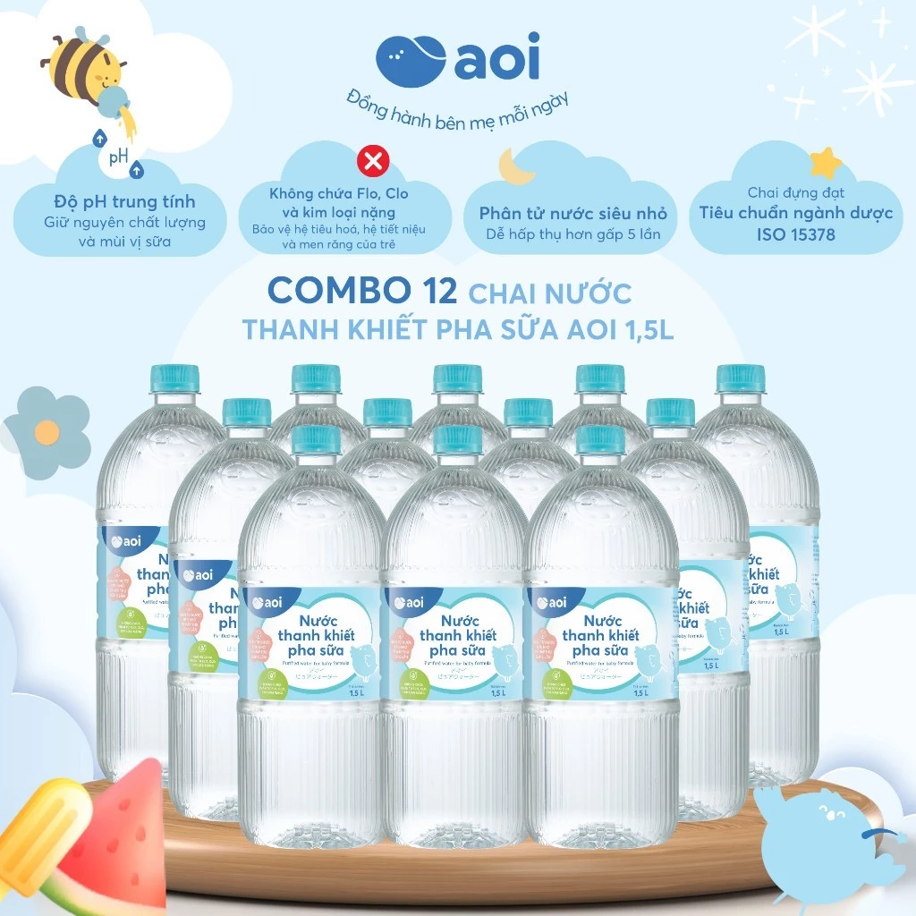 Nước PHA SỮA cho bé thanh khiết Aoi dung tích 1,5L👉 Loại bỏ hoàn toàn kim loại nặng👉 Clo✨ Flo✨ PH8,5
