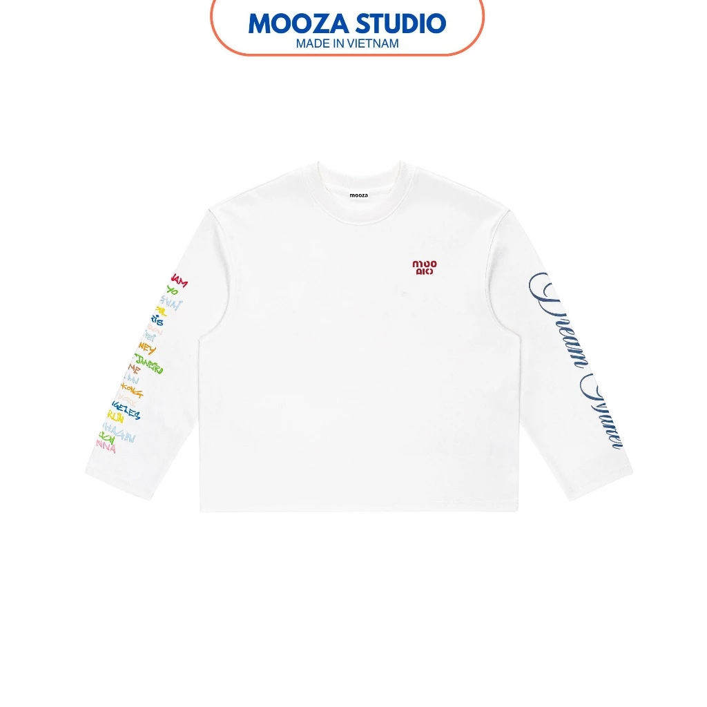 Áo Thun Tay Dài Unisex Form Boxy Mooza Chất Vải Cotton 280GSM Cao Cấp Signature Mooza/Dream Maker