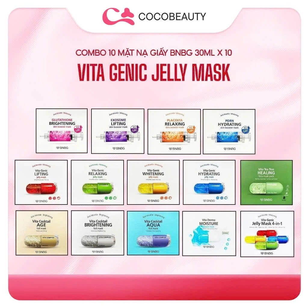 Combo 10 Mặt nạ giấy BNBG Vita Genic Jelly Mask (30ml x10)
