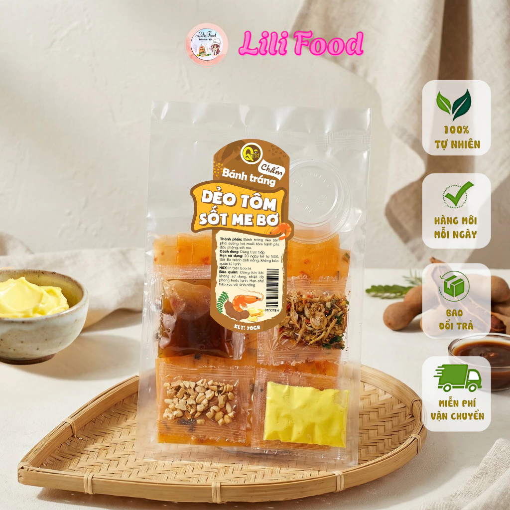 Combo 10 Bịch Bánh Tráng Dẻo Tôm Bơ Ngũ Vị Siêu Ngon LiliFood