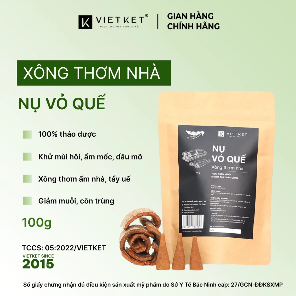 55-60 Nụ Vỏ Quế VIETKET 100g,có nụ cháy kém vì không chất tạo cháy, xông thơm ấm nhà, tẩy uế