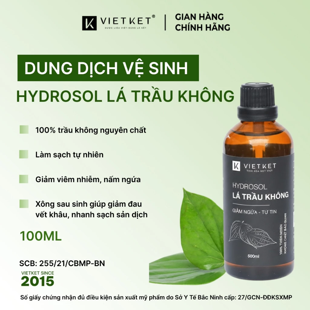 Tinh ch.ất Vệ sih lá trầu không Vietket 100ml - đậm đ.ặc, không bọt, nguy.ên chất - Giảm nấm ngứa